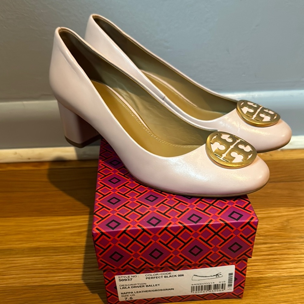 Tory Burch Pink Heels with Signature Logo